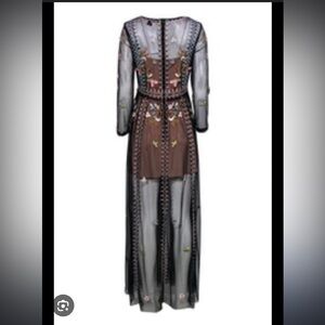 French connection black Macy embroidered dress